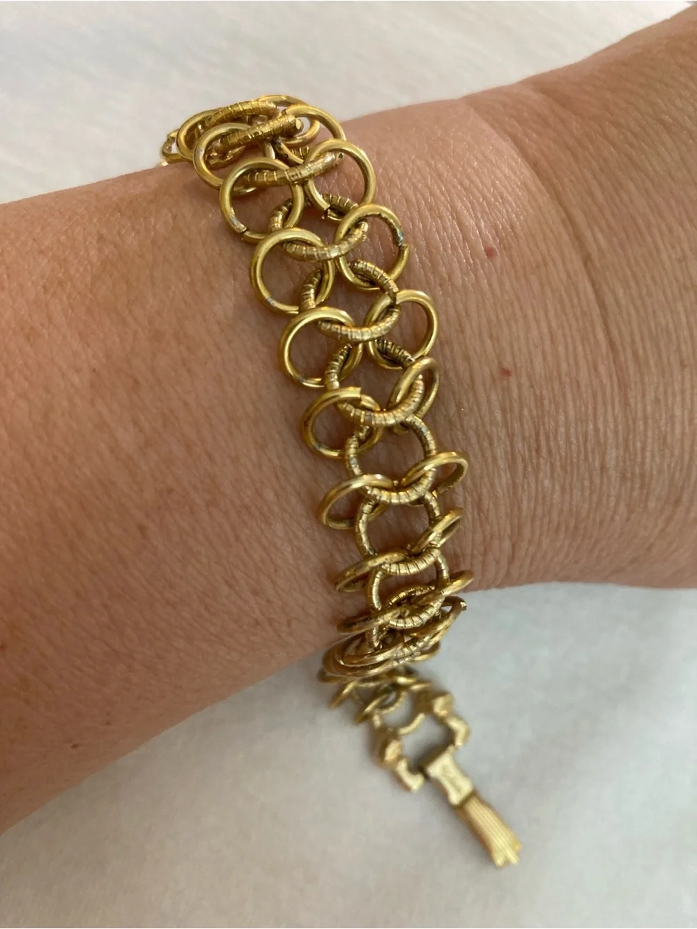 Goldette Signed Vintage Link Gold Tone Bracelet